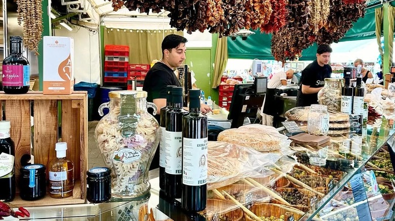 Assorted foods at Viktualienmarkt stall