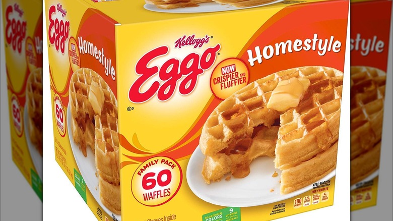 Large family size box of homestyle Eggo waffles