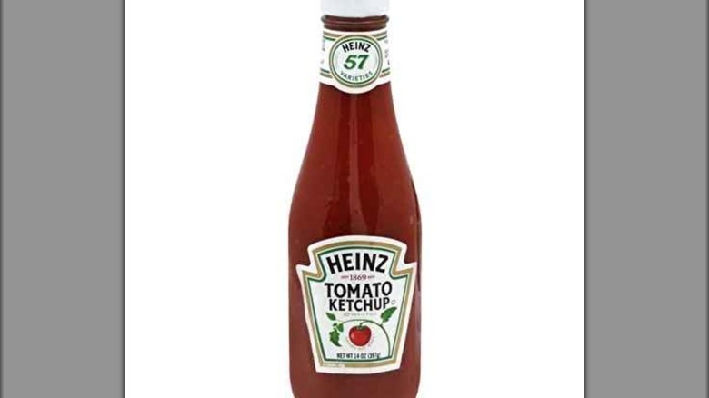 Glass bottle of Heinz tomato ketchup