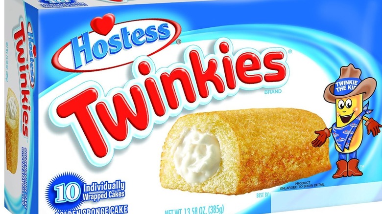Blue and white box of Twinkies