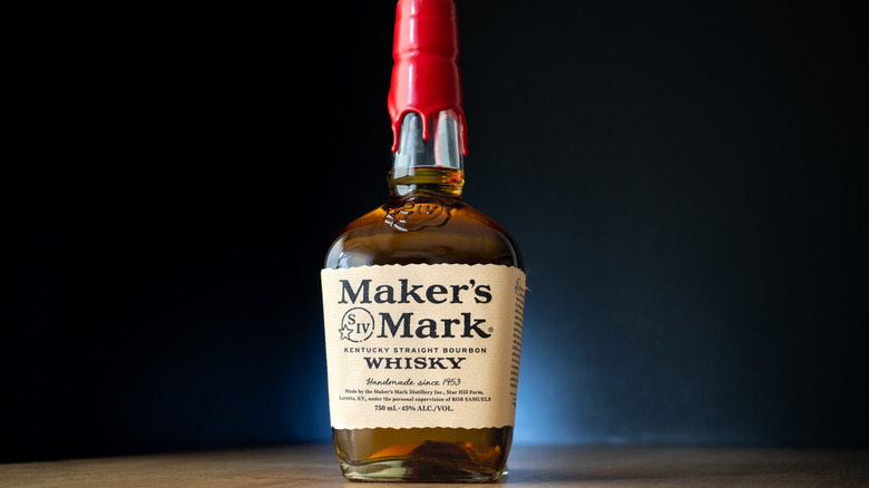 A bottle of Maker's Mark showing how American companies can still use the "whisky" spelling