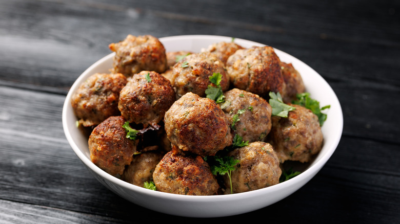 Bowl of homemade meatballs