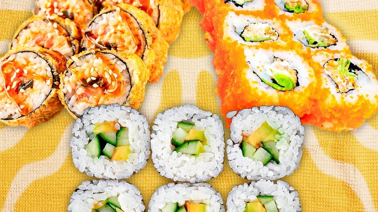 Assorted raw-fish-free sushi rolls