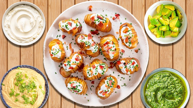 Baked potatoes with toppings