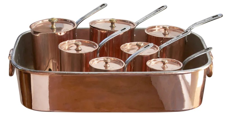 Vintage English copper bain Marie set from the 1800s