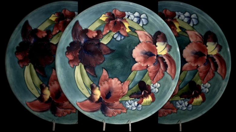 Vintage Moorcroft plate with bearded irises