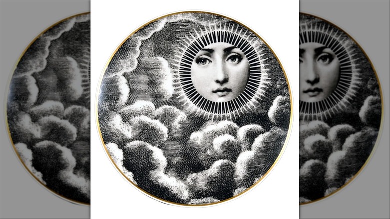 Piero Fornasetti plate with lady's face as the sun
