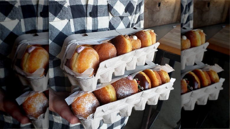 Doughnuts in an egg carton