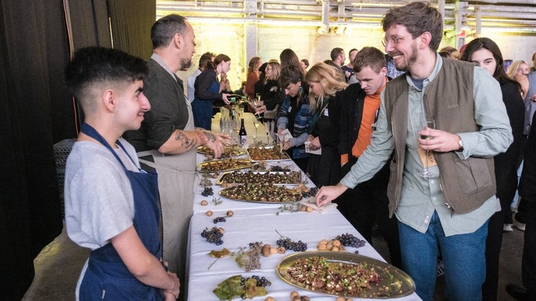 A selection of food on trays at a food event in Roskilde Festival