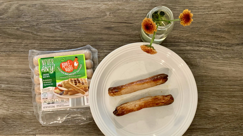 Aldi Apple Maple Chicken Breakfast Sausages on Table