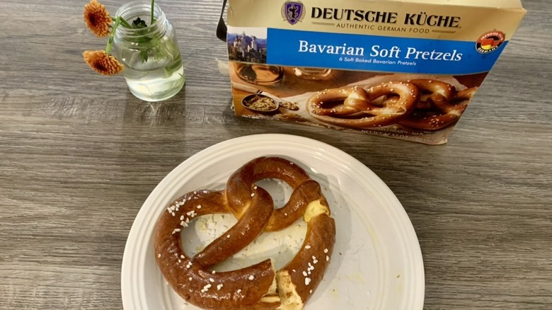 Aldi Bavarian Soft Pretzels on plate