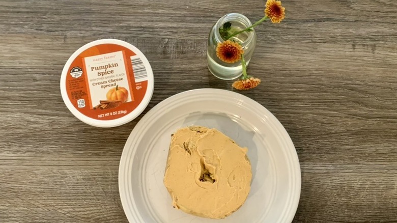 Pumpkin Spice Cream Cheese on Bagel