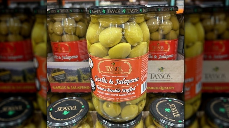 Jars of Tasso double-stuffed olives at Costco