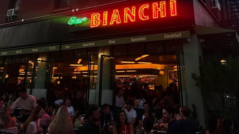 Lively night outside Bar Bianchi