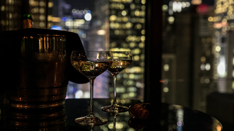 Champagne views NYC skyline