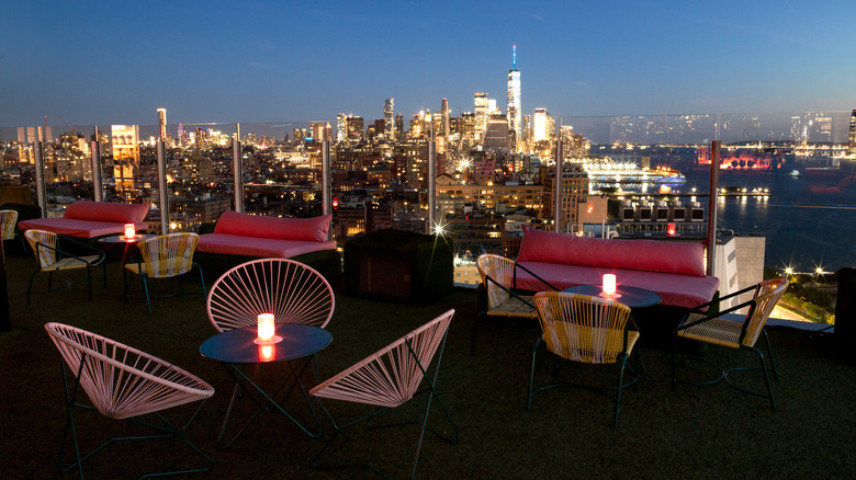 Champagne views NYC skyline