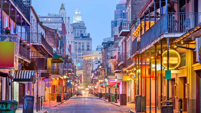 Brightly-lit New Orleans Street
