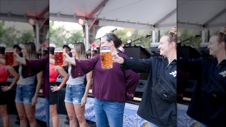 beer stein holding competition at Crooked Can Oktoberfest