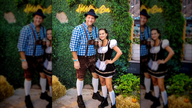 two people posing for a photo at Guilford Hall Brewery Oktoberfest