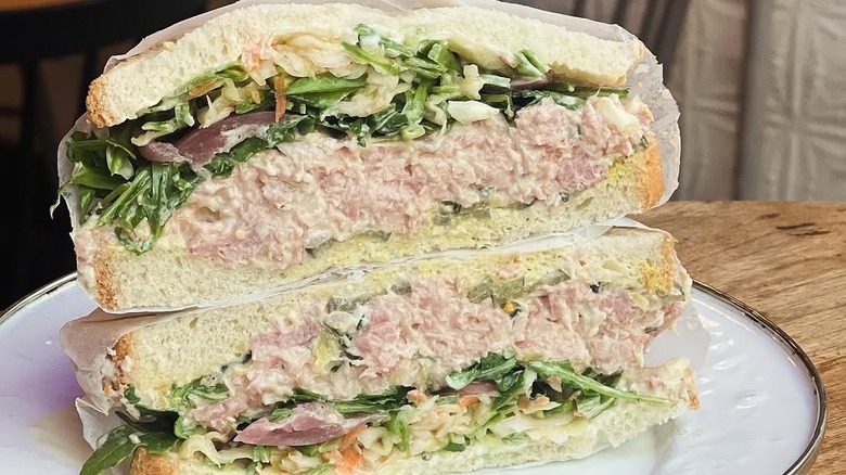 Special sandwich with ham salad