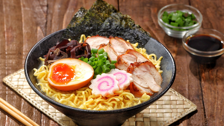 Ramen bowl with meat and egg