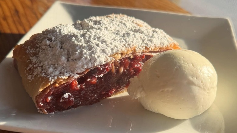 Home made cherry strudel