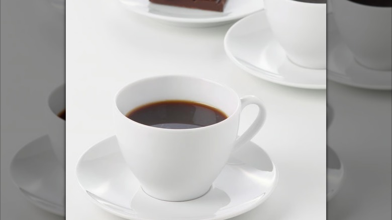 ikea coffee cup and saucer with coffee in it