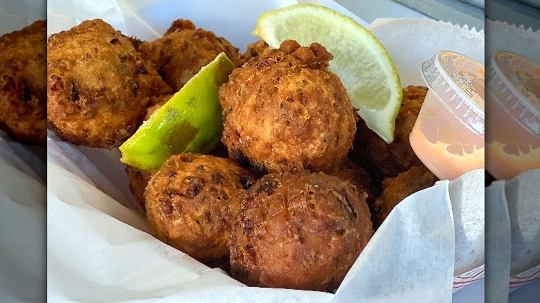 Conch fritters with dipping sauce