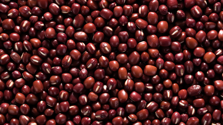 a close-up of a pile of deep red adzuki beans