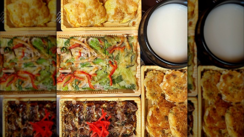 various dishes of Korean food from Woorijip