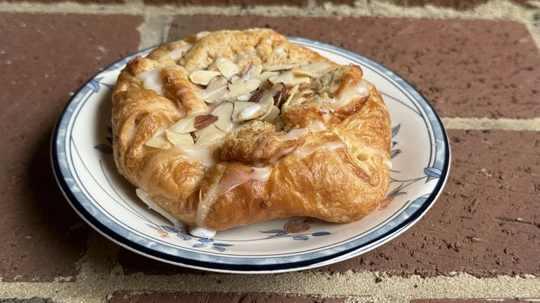 Almond pastry from Panera on small plate