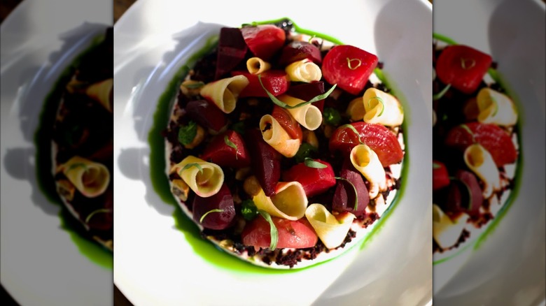 stracciatella affumicata with beets  from Rezdora NYC