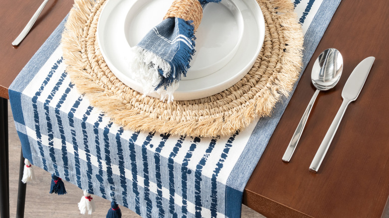 kitchen set up with linens