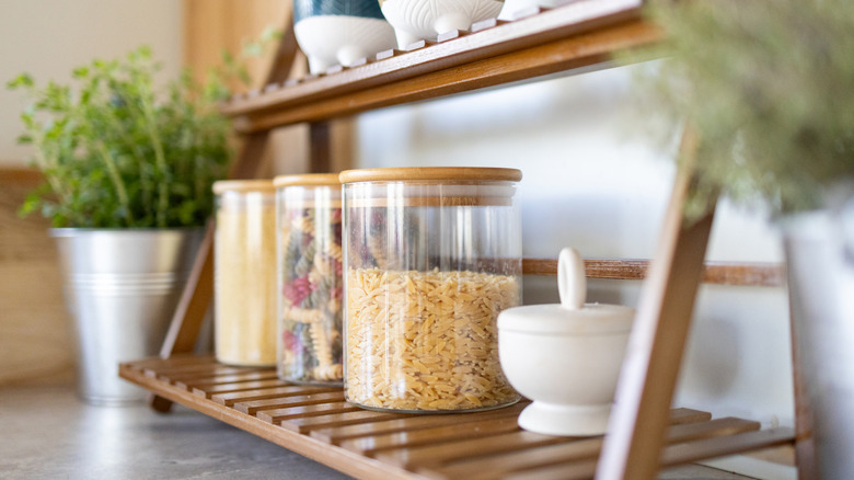 glass containers of food in kitchen