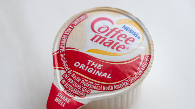 An individual Coffee mate creamer