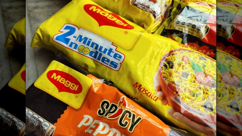 Packages of Maggi noodles and seasonings.