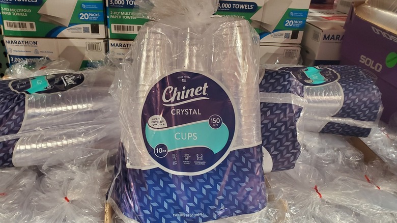 A bag of Chinet crystal cups at Costco