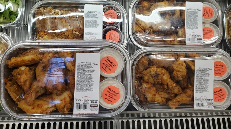A tray of garlic party wings at Costco