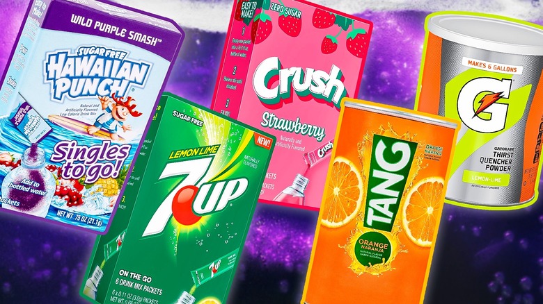 assorted powdered drink packages
