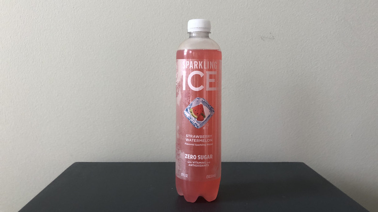 Sparkling Ice Strawberry Watermelon flavor in bottle.
