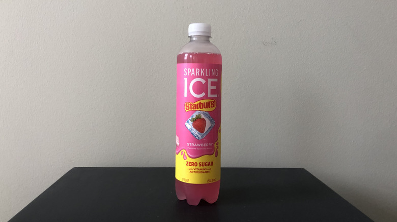 Sparkling Ice Starburst Strawberry flavor in bottle.