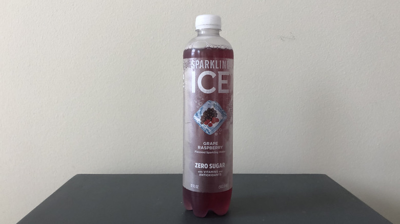 Sparkling Ice Grape Raspberry flavor in bottle.