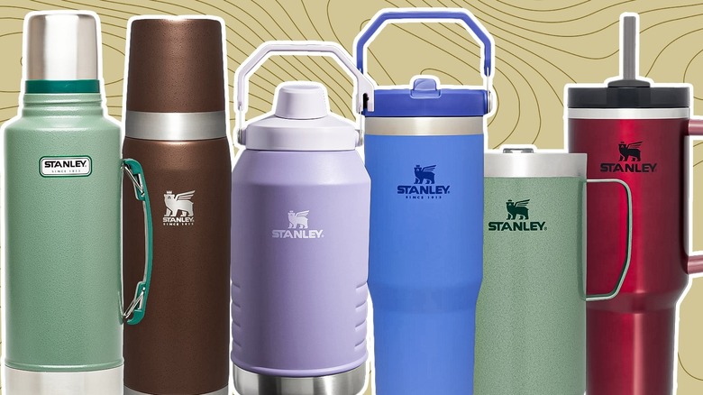 A variety of Stanley drinkware