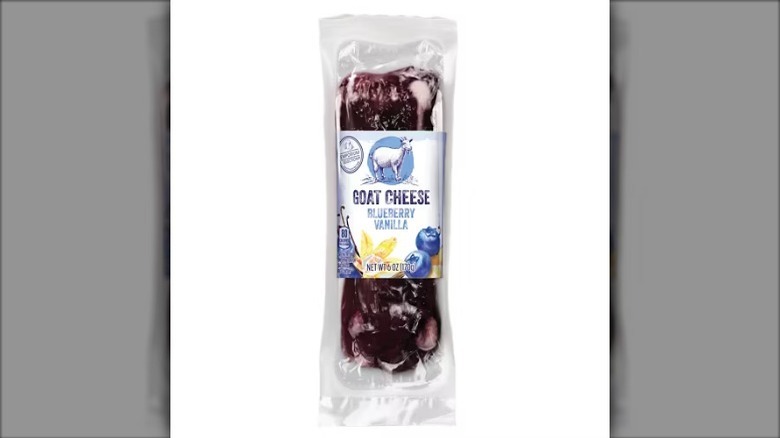 Emporium Selection blueberry vanilla-flavored goat cheese log on a white background