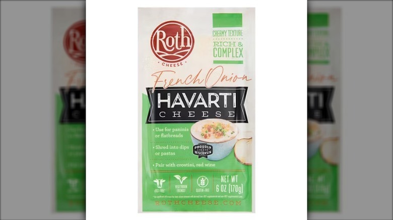 Roth French onion havarti cheese package on a white background