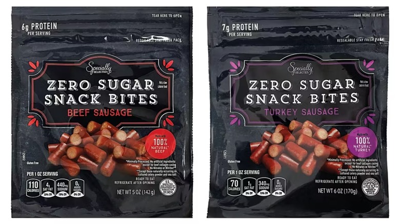 Two flavors of Specially Selected sausage snack bites