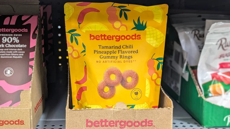 Bettergoods tamarind and chili pineapple gummy rings on shelf