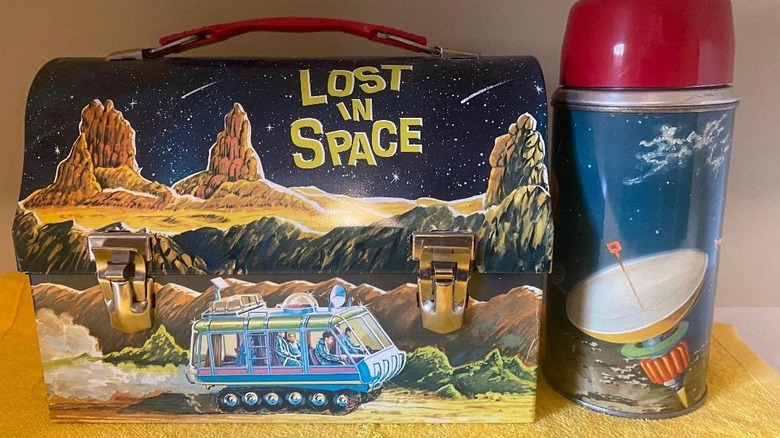 Product shot of the "Lost In Space" lunchbox and thermos from 1967