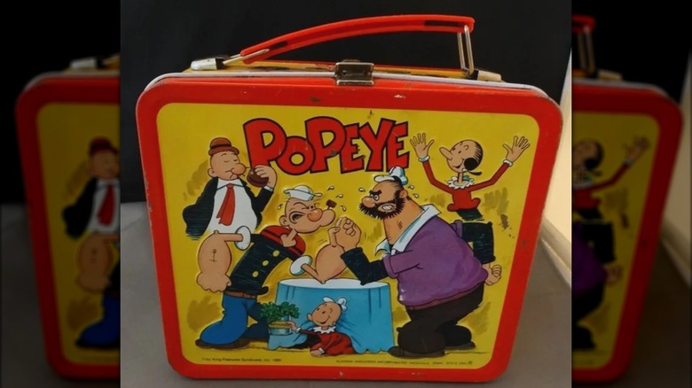 Product shot of a "Popeye" lunchbox from 1980