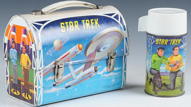 Product shot of a "Star Trek" lunchbox and thermos from 1968